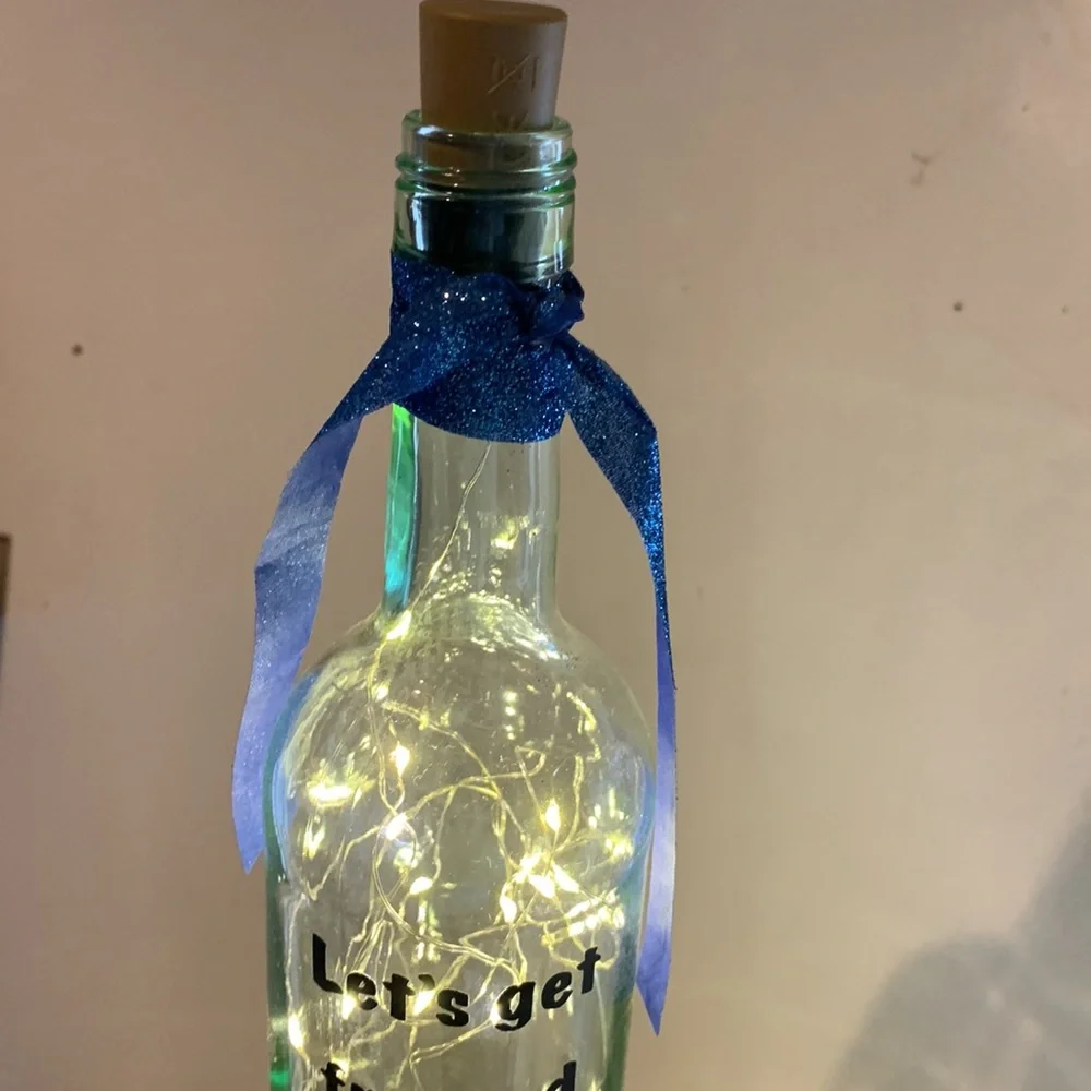 ‘Let’s Get Frosted’ logo wine bottle lantern